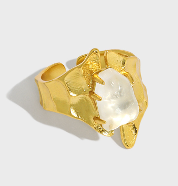 Lovcia Adjustable 925 Sterling Ring Gold Plating Crystal-Rings-Yellow Gold-Yellow Gold