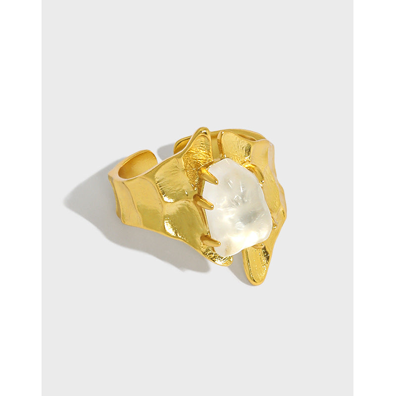 Lovcia Adjustable 925 Sterling Ring Gold Plating Crystal-Rings-Yellow Gold-Yellow Gold
