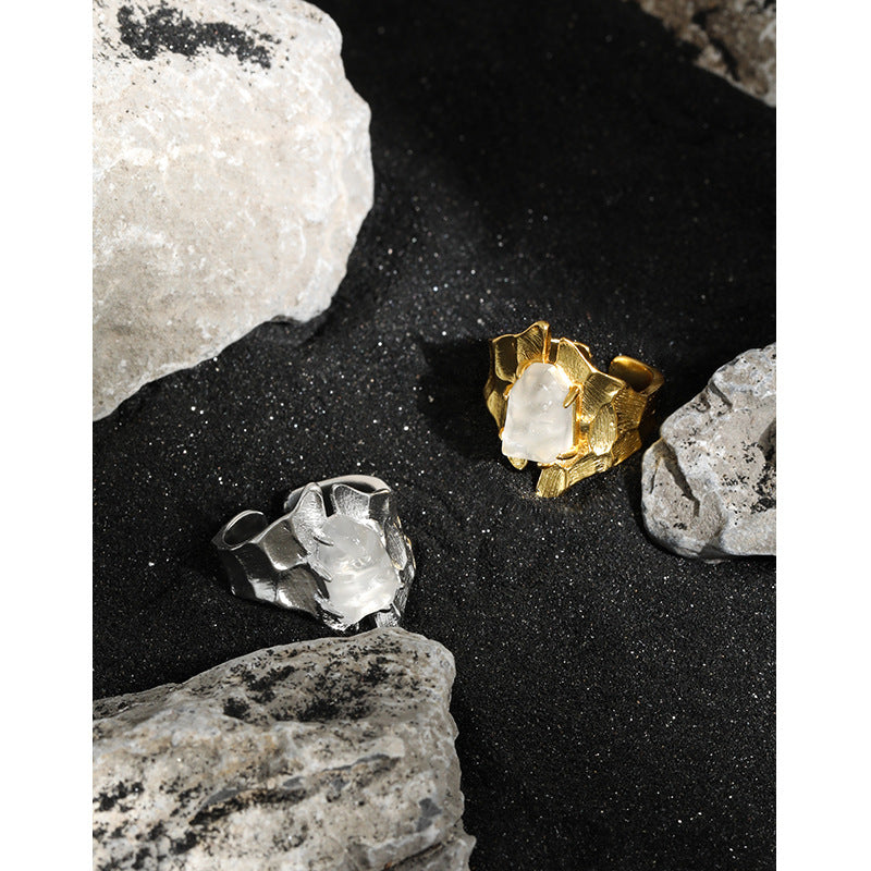 Lovcia Adjustable 925 Sterling Ring Gold Plating Crystal-Rings-Yellow Gold-Yellow Gold
