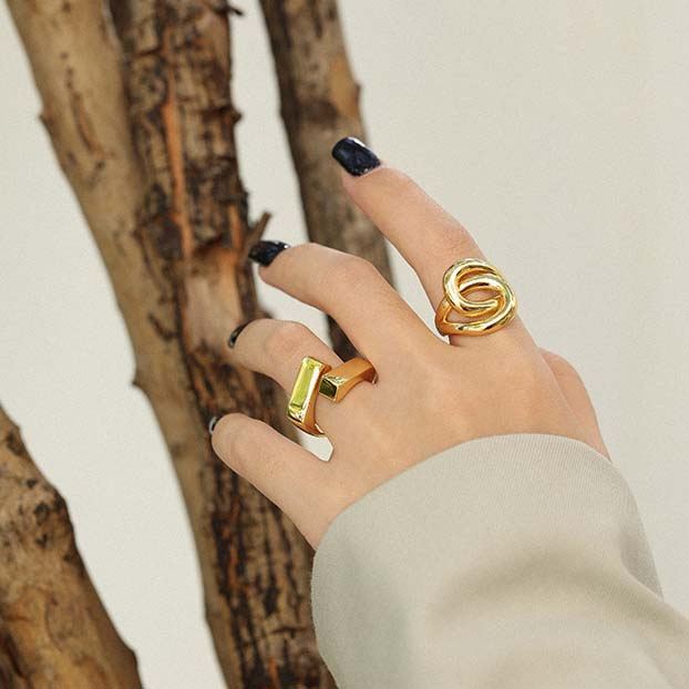 Lovcia Adjustable 925 Sterling Silver Cross Ring Gold-Rings-Yellow Gold-Yellow Gold