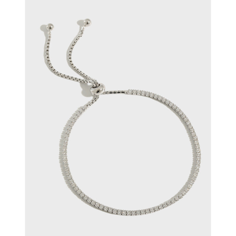 Lovcia Adjustable 925 Sterling Silver CZ Bracelet 150-180mm-Bracelets-Rhodium-Rhodium