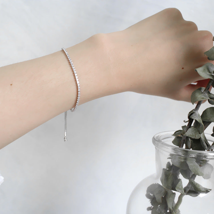 Lovcia Adjustable 925 Sterling Silver CZ Bracelet 150-180mm-Bracelets-Rhodium-Rhodium