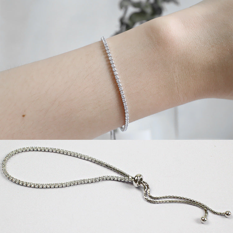 Lovcia Adjustable 925 Sterling Silver CZ Bracelet 150-180mm-Bracelets-Rhodium-Rhodium