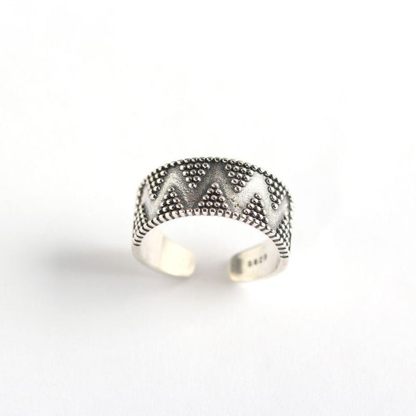 Lovcia Adjustable 925 Sterling Silver Dots Wide 8.5mm Ring-Rings-