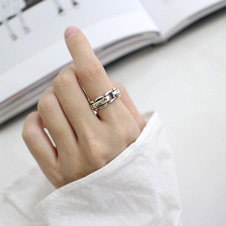 Lovcia Adjustable 925 Sterling Silver Geometry Ring-Rings-Vintage-Vintage