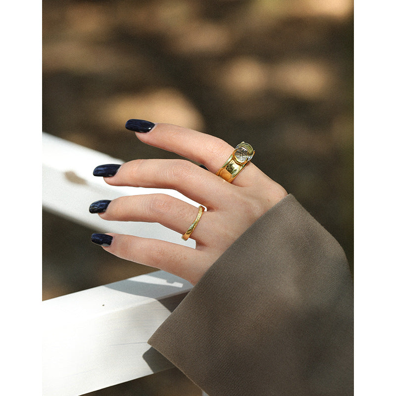 Lovcia Adjustable 925 Sterling Silver Gold Plated Ring-Rings-Yellow Gold-Yellow Gold