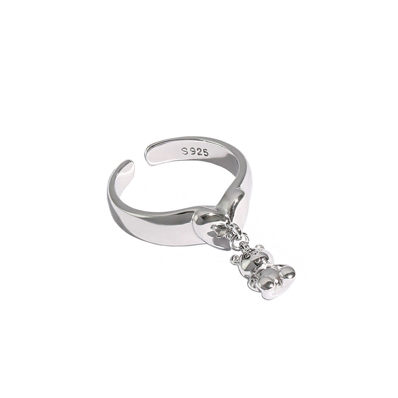 Lovcia Adjustable 925 Sterling Silver Gold Tone Bear Ring-Rings-Yellow Gold-