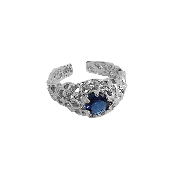 Lovcia Adjustable 925 Sterling Silver Hollow Hive Ring CZ-Rings-Rhodium-Rhodium