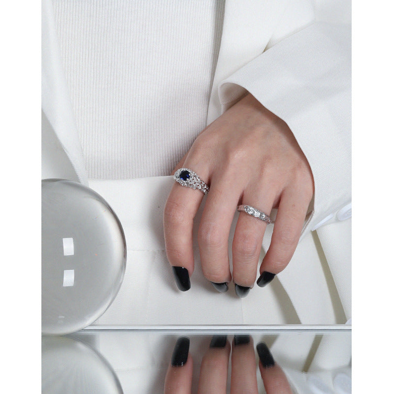 Lovcia Adjustable 925 Sterling Silver Hollow Hive Ring CZ-Rings-Rhodium-Rhodium