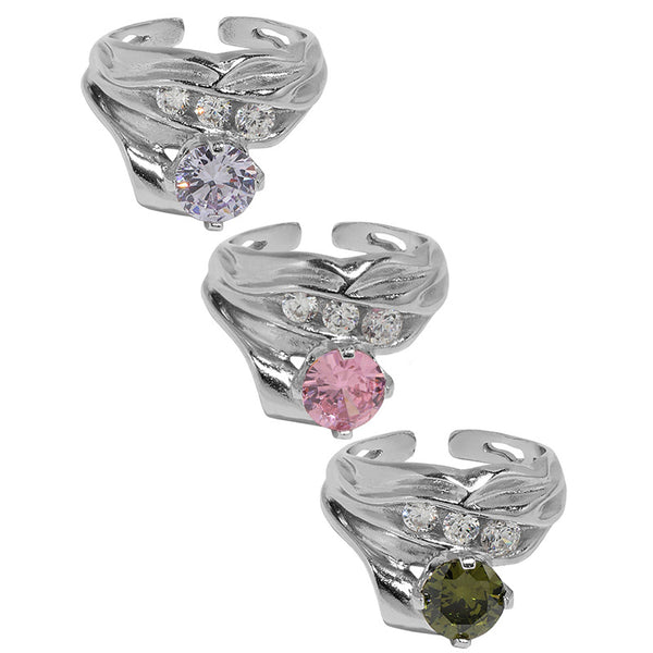 Lovcia Adjustable 925 Sterling Silver Ring Cubic Zirconia-Rings-Green CZ-Green CZ