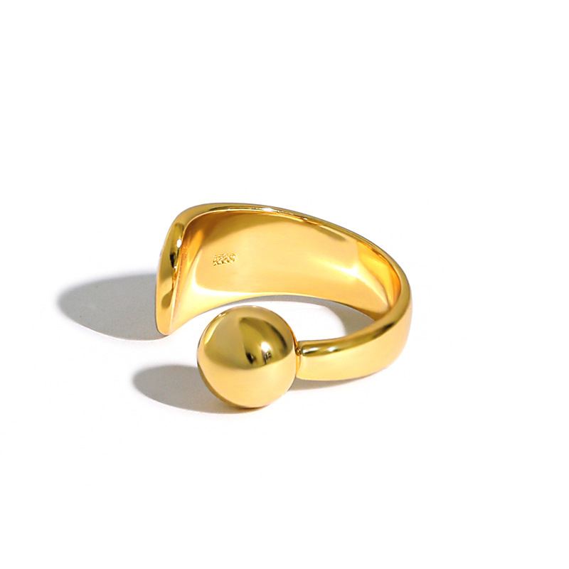 Lovcia Adjustable 925 Sterling Silver Ring Gold Plated-Rings-Silver-Silver