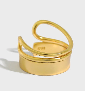 Lovcia Adjustable 925 Sterling Silver Ring Gold Plated-Rings-Yellow Gold-Yellow Gold