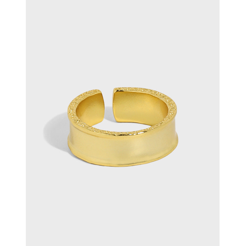Lovcia Adjustable 925 Sterling Silver Ring Gold Tone Border-Rings-Yellow Gold-Yellow Gold