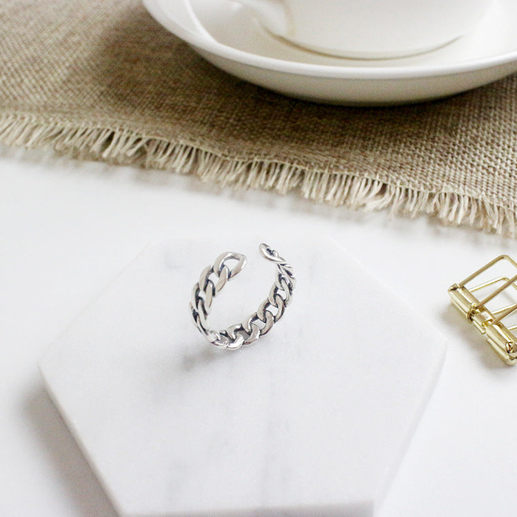 Lovcia Adjustable 925 Sterling Silver Ring in Vintage Style-Rings-