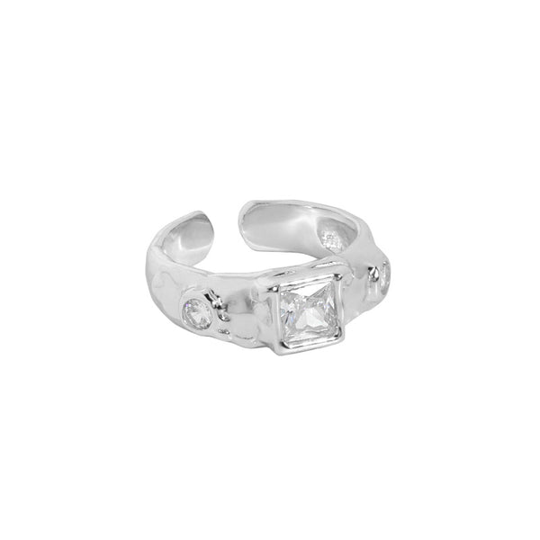 Lovcia Adjustable 925 Sterling Silver Ring Square CZ Gold-Rings-Yellow Gold-Yellow Gold