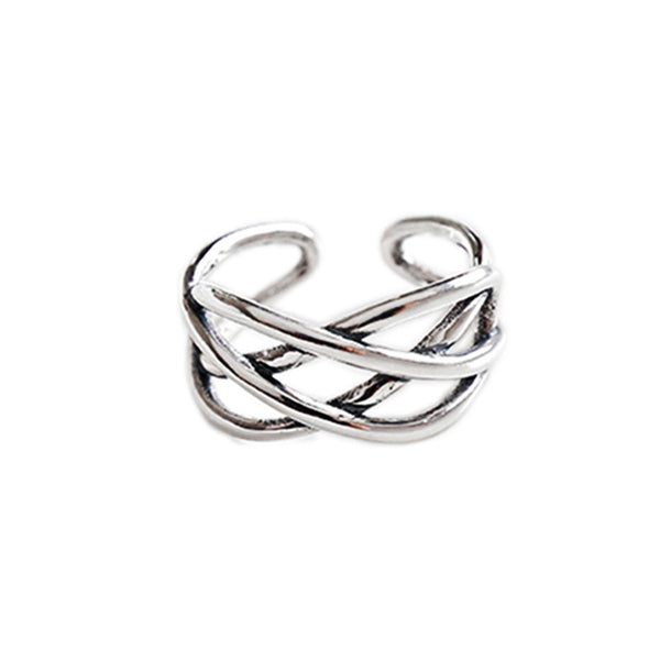 Lovcia Adjustable 925 Sterling Silver Ring Twisted Cross-Rings-Vintage-Vintage