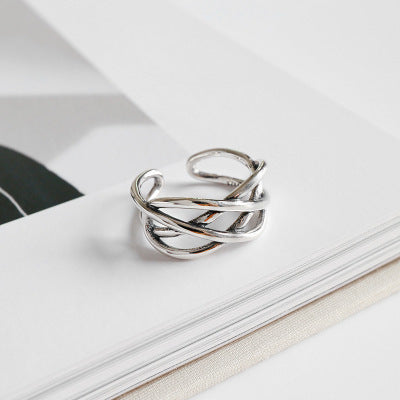 Lovcia Adjustable 925 Sterling Silver Ring Twisted Cross-Rings-Vintage-Vintage