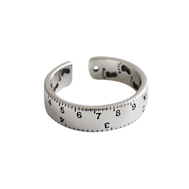 Lovcia Adjustable 925 Sterling Silver Ruler Footprint Ring-Rings-Vintage-Vintage