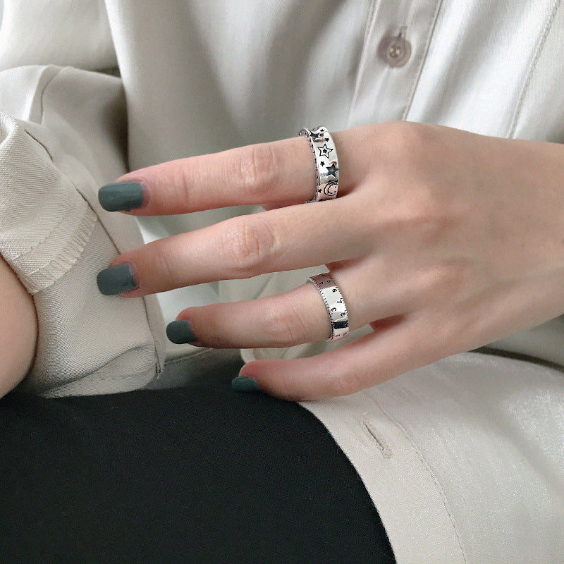 Lovcia Adjustable 925 Sterling Silver Ruler Footprint Ring-Rings-Vintage-Vintage