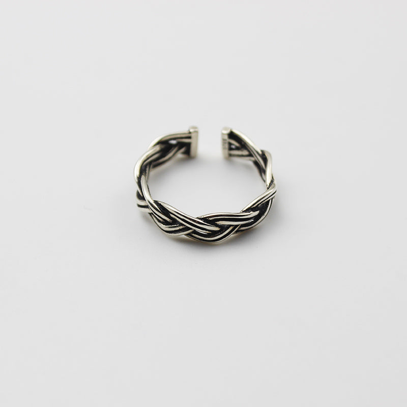 Lovcia Adjustable 925 Sterling Silver Twist Rope Ring-Rings-