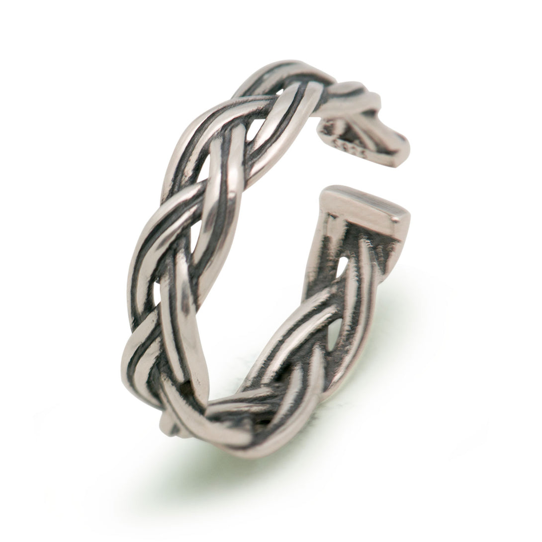 Lovcia Adjustable 925 Sterling Silver Twist Rope Ring-Rings-