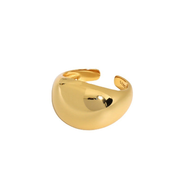 Lovcia Adjustable Arc Ring Sterling Silver 18K Gold Plated-Rings-Yellow Gold-Yellow Gold