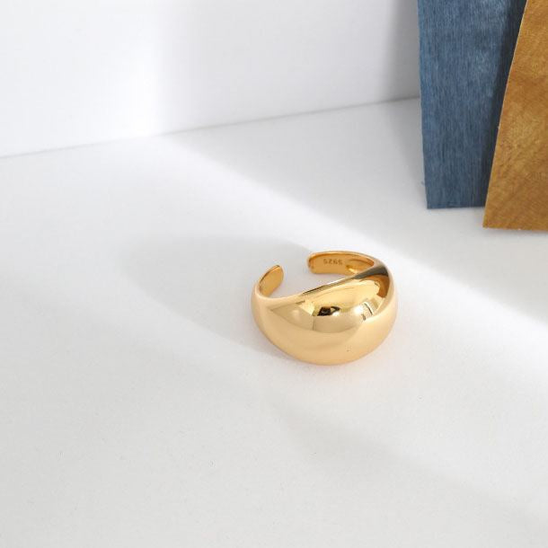Lovcia Adjustable Arc Ring Sterling Silver 18K Gold Plated-Rings-Yellow Gold-Yellow Gold