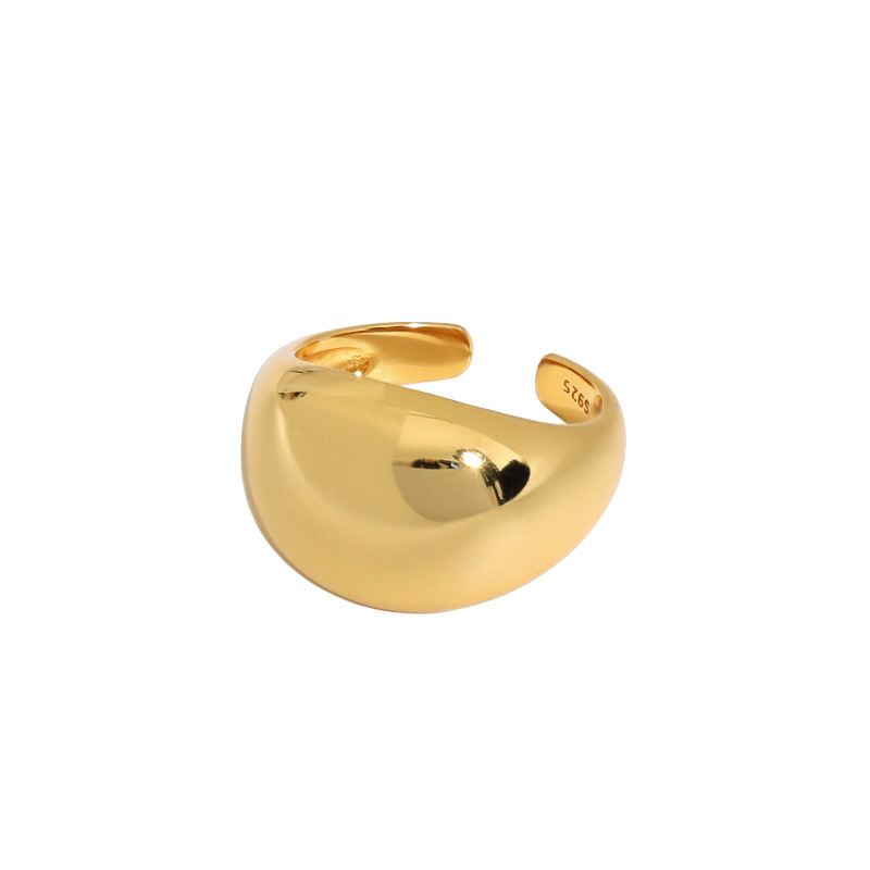 Lovcia Adjustable Arc Ring Sterling Silver 18K Gold Plated-Rings-Yellow Gold-Yellow Gold