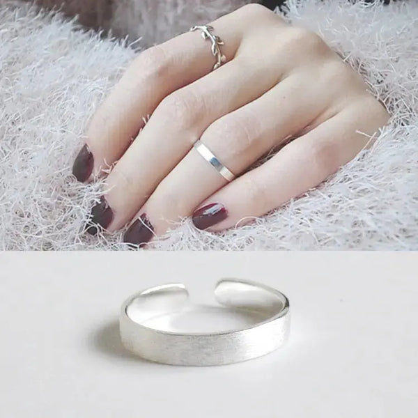 Lovcia Adjustable Brushed Polishing Solid 925 Sterling Silver Open Size Joint Ring Band-Rings-Us 5.5 Adjustable-Us 5.5 Adjustable