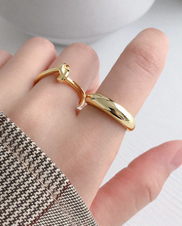 Lovcia Adjustable Circle Ring 925 Sterling Silver Gold Tone-Rings-Yellow Gold-Yellow Gold