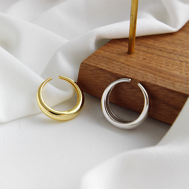 Lovcia Adjustable Circle Ring 925 Sterling Silver Gold Tone-Rings-Yellow Gold-Yellow Gold