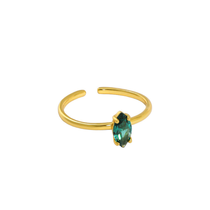 Lovcia Adjustable Created Tourmaline Ring Gold Plated 925-Rings-Yellow Gold-Yellow Gold