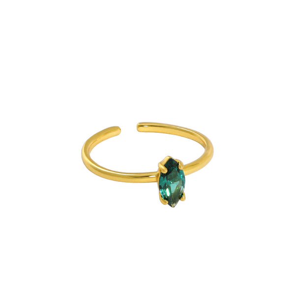 Lovcia Adjustable Created Tourmaline Ring Gold Plated 925-Rings-Yellow Gold-Yellow Gold