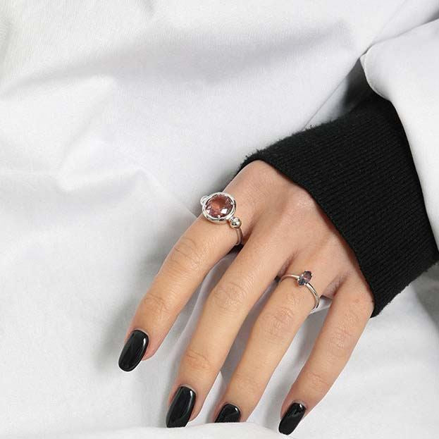 Lovcia Adjustable Created Tourmaline Ring Gold Plated 925-Rings-Yellow Gold-Yellow Gold