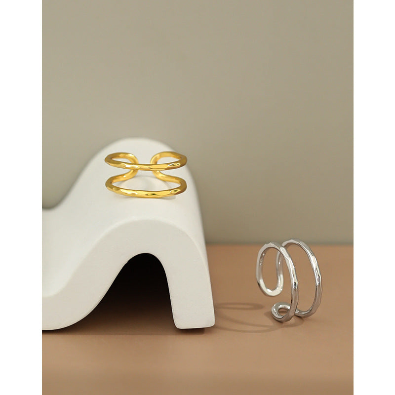 Lovcia Adjustable Double Layer Gold Plated Ring 925 Silver-Rings-Yellow Gold-Yellow Gold