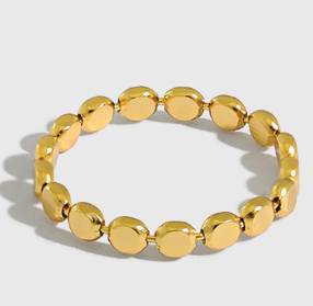 Lovcia Adjustable Geometry Bead Ring 18K Gold Plated 925-Rings-Us 7-Yellow Gold-