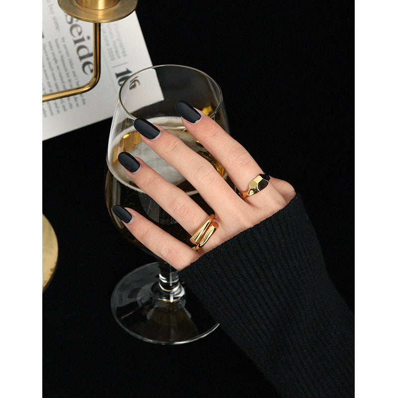 Lovcia Adjustable Geometry Ring 925 Sterling Silver-Rings-Yellow Gold-Yellow Gold