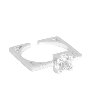 Lovcia Adjustable Gold CZ Ring Square Geometry 925-Rings-Silver-Silver