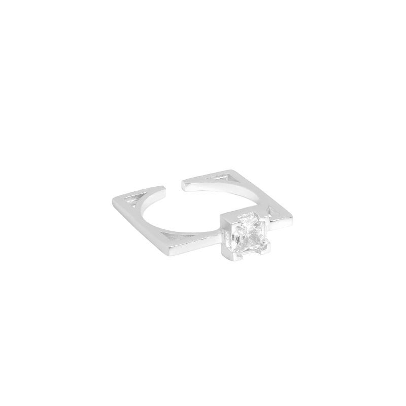 Lovcia Adjustable Gold CZ Ring Square Geometry 925-Rings-Yellow Gold-Yellow Gold