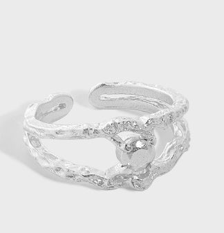 Lovcia Adjustable Gold Plated 925 Sterling Silver Beads Ring-Rings-Rhodium-Rhodium