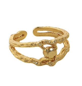 Lovcia Adjustable Gold Plated 925 Sterling Silver Beads Ring-Rings-Yellow Gold-Yellow Gold