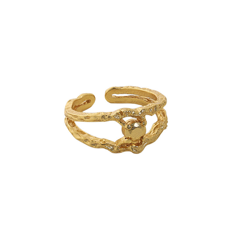Lovcia Adjustable Gold Plated 925 Sterling Silver Beads Ring-Rings-Yellow Gold-Yellow Gold