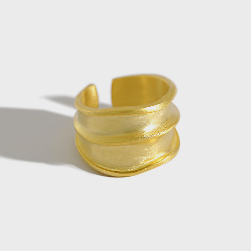 Lovcia Adjustable Gold Plated 925 Sterling Silver Ring Wide-Rings-Yellow Gold-