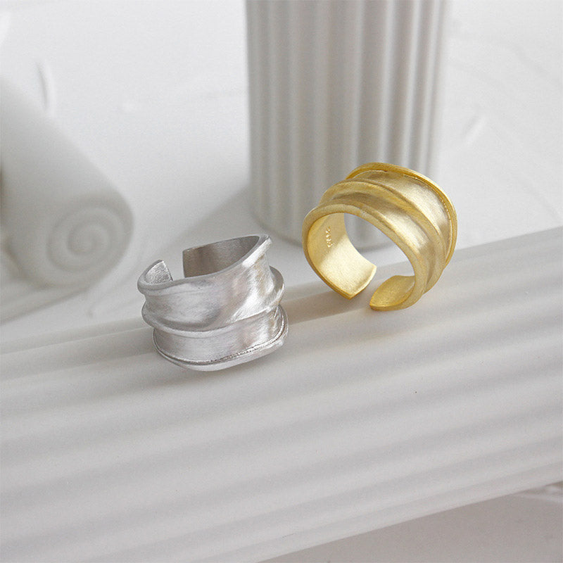 Lovcia Adjustable Gold Plated 925 Sterling Silver Ring Wide-Rings-Yellow Gold-