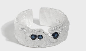 Lovcia Adjustable Gold Plated Sterling Silver CZ Ring-Rings-Silver & Blue Cz-Silver & Blue Cz