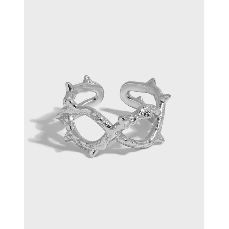 Lovcia Adjustable Gold Tone 925 Ring Rivet Hollow Cross-Rings-Yellow Gold-Yellow Gold