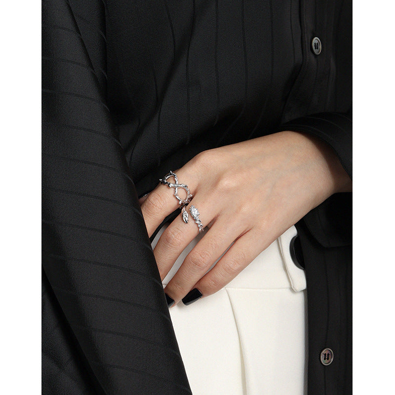 Lovcia Adjustable Gold Tone 925 Ring Rivet Hollow Cross-Rings-Yellow Gold-Yellow Gold