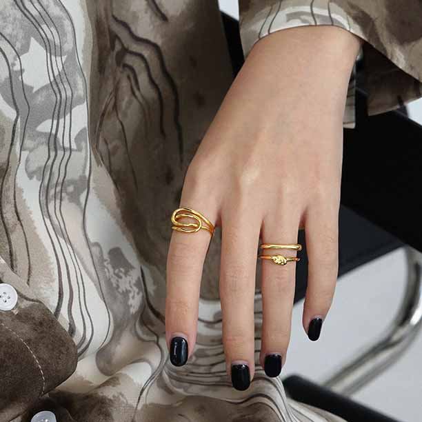 Lovcia Adjustable Gold Tone 925 Silver Ring Open Size-Rings-Yellow Gold-Yellow Gold