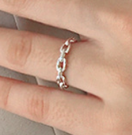 Lovcia Adjustable Gold Tone 925 Sterling Silver Chain Ring-Rings-Rhodium-Rhodium
