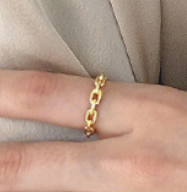 Lovcia Adjustable Gold Tone 925 Sterling Silver Chain Ring-Rings-Yellow Gold-Yellow Gold